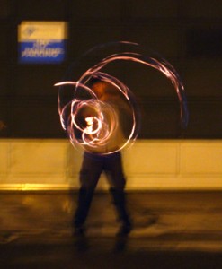Fire Dancer Outside the Black Dog Cafe & Northern Warehouse Artist Coop, St Paul MN